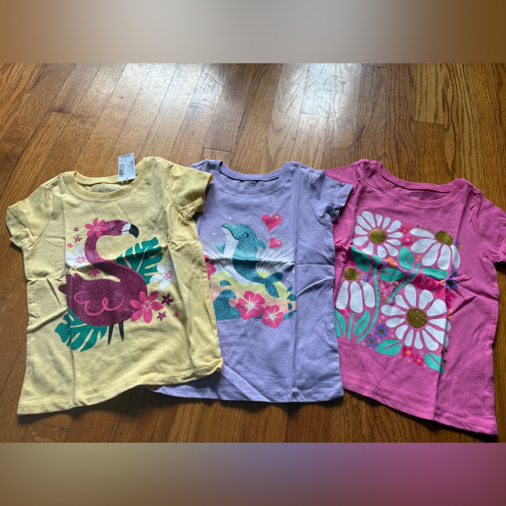 The Children's Place Yellow, Purple, and Pink Short Sleeve Tees